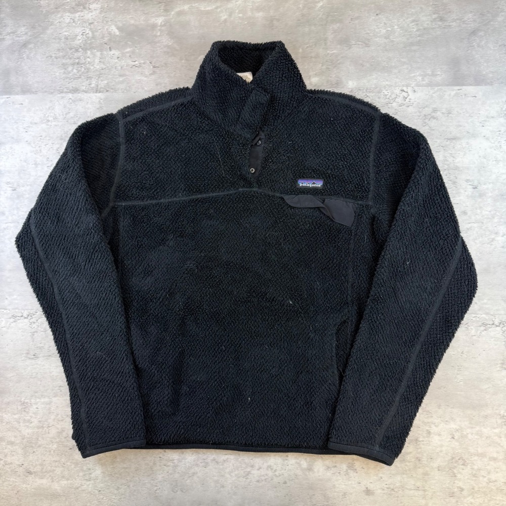 Patagonia Synchilla Marsupial Fleece Pullover Black Womens XL Snap T-Neck